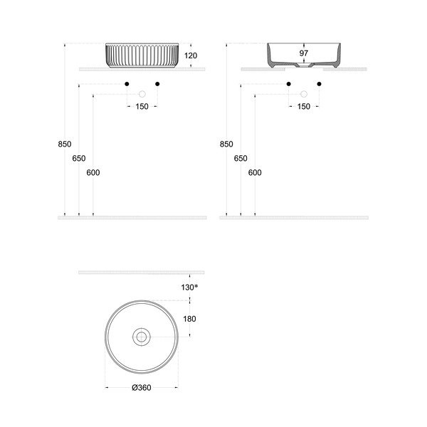 Lavabo rotondo bianco in ceramica ø 36 cm Ion – Sapho-image-3