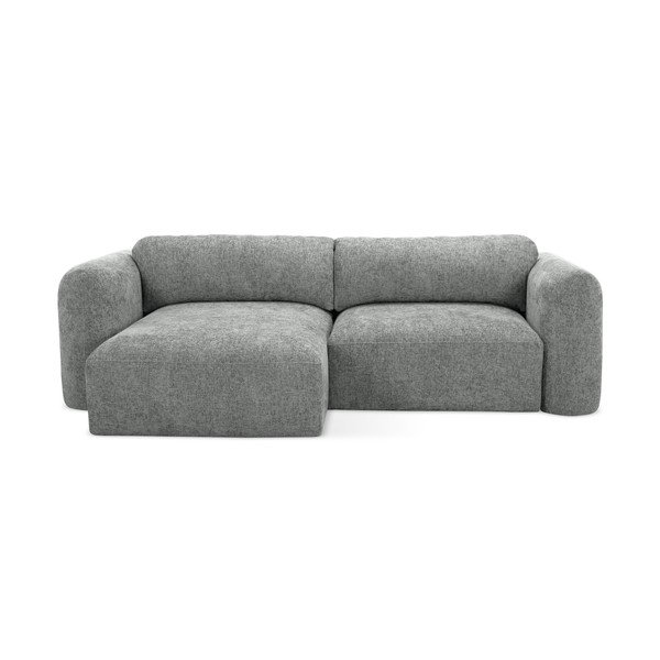 Divano angolare grigio allungabile/con contenitore (con penisola a sinistra/con chaise lounge) con rivestimento in ciniglia Mele – Makamii