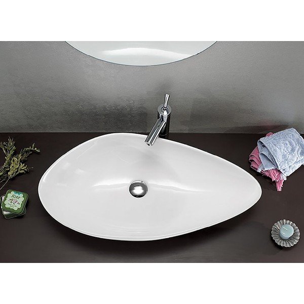 Lavabo bianco in ceramica 74x38,5 cm Ovali – Sapho-image-1