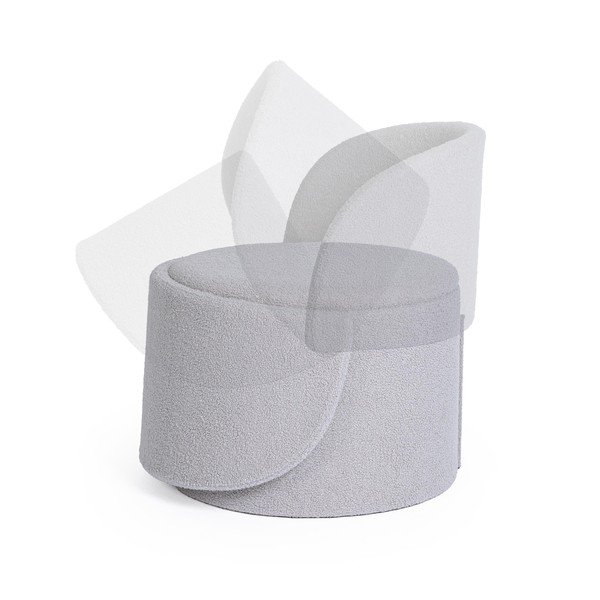 Poggiapiedi grigio chiaro con rivestimento in bouclé Anthea – Yes Everyday-image-1