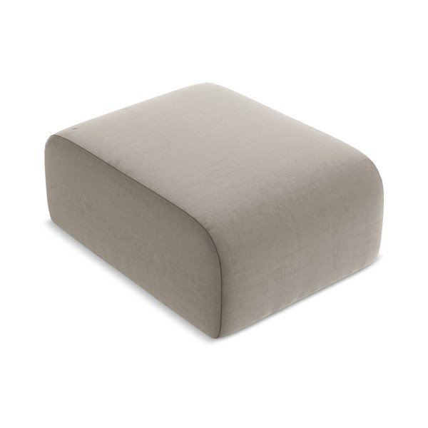 Poggiapiedi marrone chiaro con rivestimento in velluto Lani – Makamii-image-1