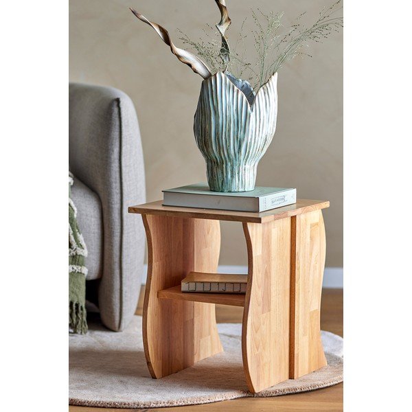 Sgabello in legno di gomma in colore naturale Bark - Bloomingville-image-1