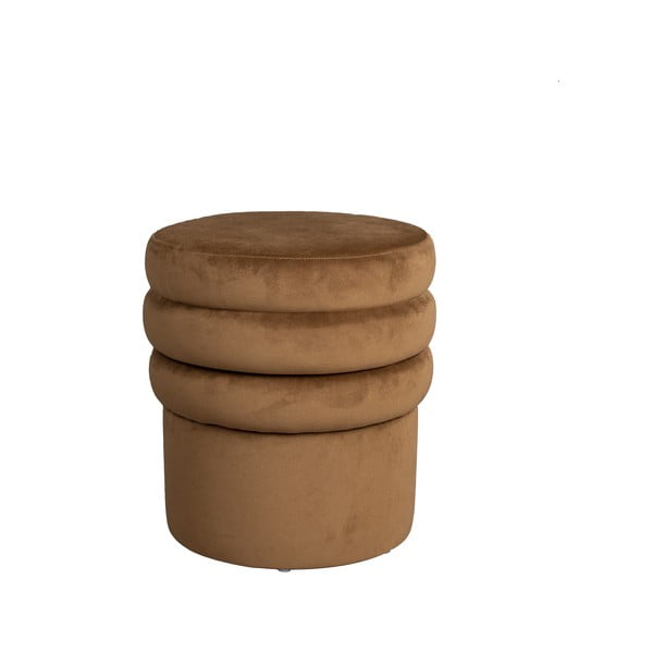 Poggiapiedi marrone con rivestimento in velluto Aditi – Dutchbone