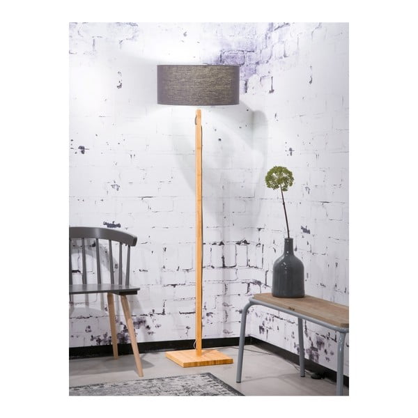 Lampada da terra con paralume grigio scuro e struttura in bambù Fuji - Good&Mojo-image-1
