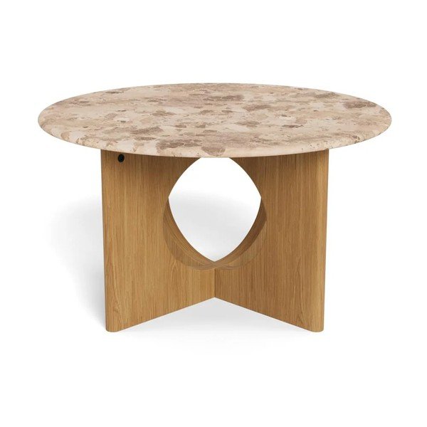 Tavolino da salotto rotondo di colore naturale con piano in marmo ø 80 cm Foley – Actona