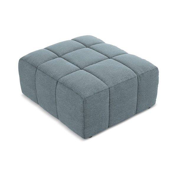 Poggiapiedi blu con rivestimento in bouclé Aloha – Makamii-image-2