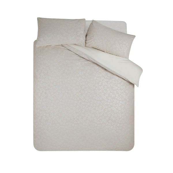 Set copripiumino e federa greige in jacquard per letto matrimoniale 200x200 cm Corded Leaves – Catherine Lansfield
