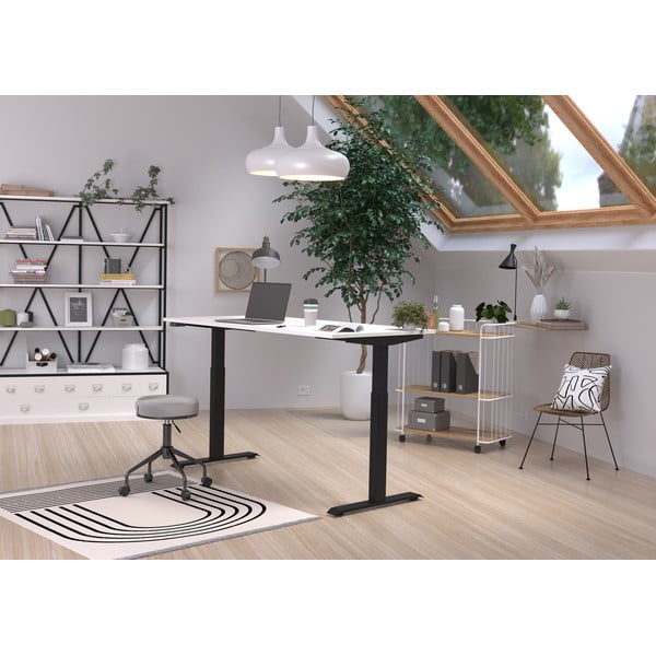 Tavolo da lavoro ad altezza regolabile elettricamente con piano bianco 80x160 cm Jet - Germania-image-1