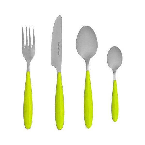 Set di posate da 4 pezzi con manico verde Ginger - Brandani