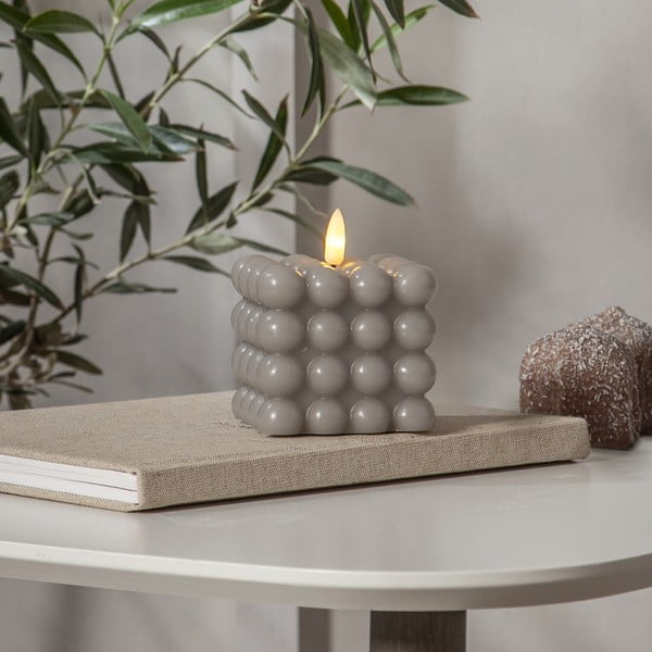 Candela LED in cera grigia, altezza 9,5 cm Flamme Dot - Star Trading-image-1