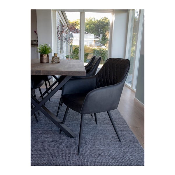 Set di sedie da pranzo grigio scuro in imbottito con braccioli 2 pz Harbo – House Nordic-image-2
