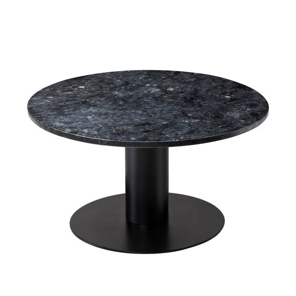 Tavolino in granito nero con base in nero , ⌀ 85 cm Pepo - RGE