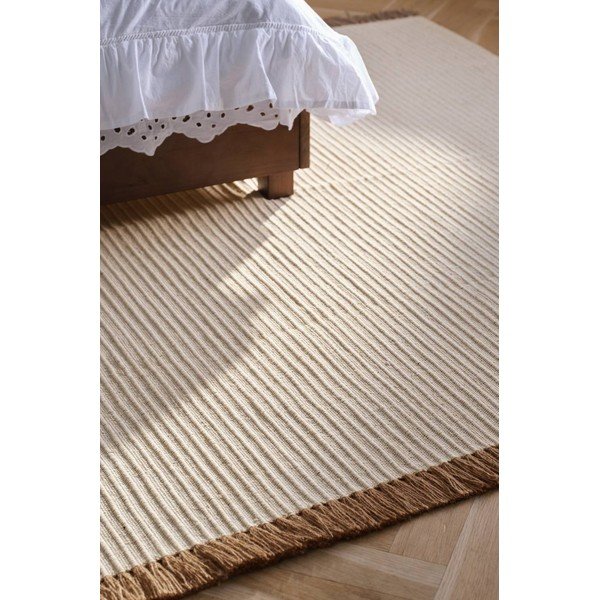 Tappeto color crema in misto cotone tessuto a mano 160x230 cm Channa – Jotex-image-1