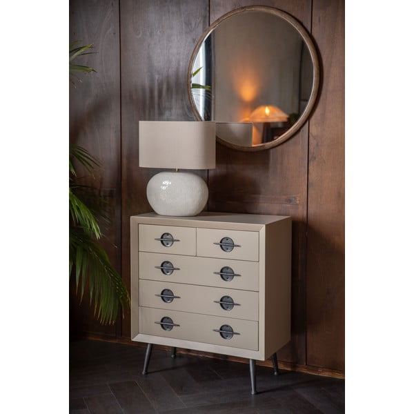 Cassettiera beige in legno di cauciù massiccio 86x86x40 cm Edson – Dutchbone-image-1