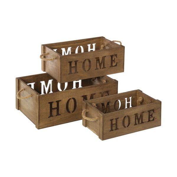 Set di 3 scatole in legno con maniglie Unimasa - Casa Selección