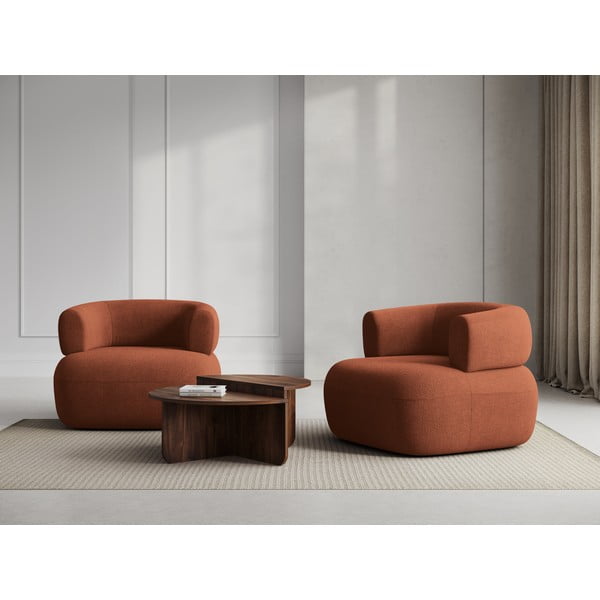 Poltrona in tessuto bouclé color mattone Jenny - Micadoni Home-image-1