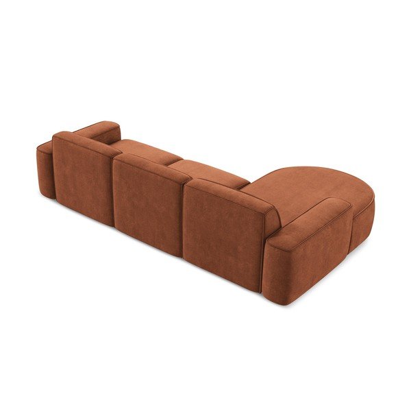 Divano angolare color terracotta (con penisola a sinistra/con chaise lounge) con rivestimento in ciniglia Omao – Makamii-image-3