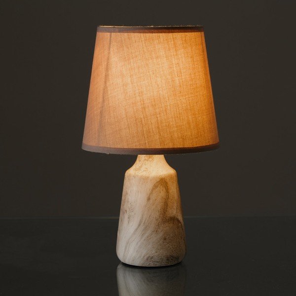 Lampada da tavolo in ceramica beige con paralume in tessuto (altezza 28 cm) - Casa Selección-image-1