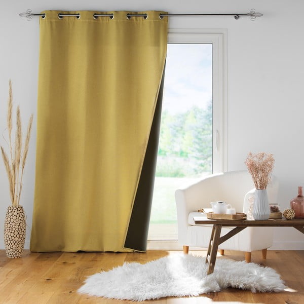 Tenda fonoassorbente gialla 140x260 cm Jupiter - douceur d'intérieur-image-3