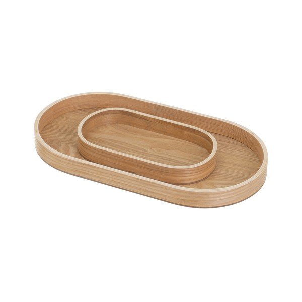 Vassoi decorativi in legno in set da 2 20x37 cm - Casa Selección-image-2