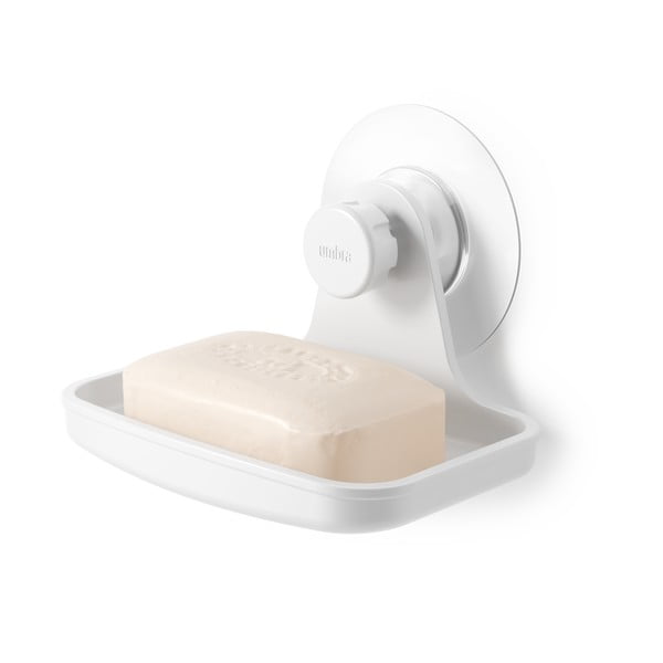 Dispenser di sapone bianco in plastica riciclata senza foratura Flex - Umbra