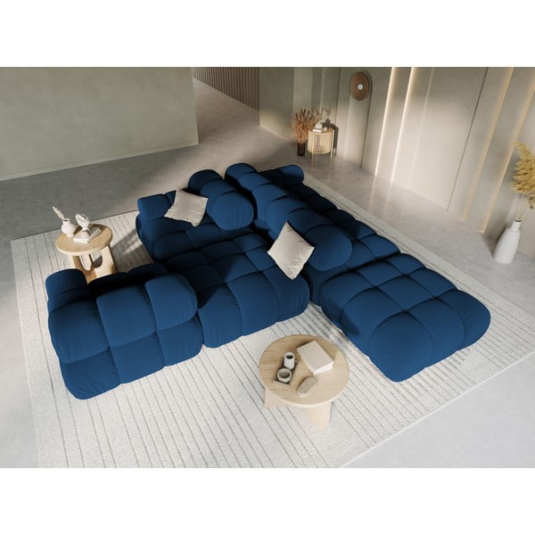 Divano in velluto blu 282 cm Bellis - Micadoni Home-image-1