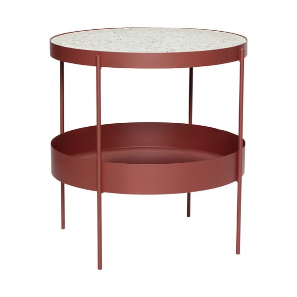 Tavolino in ferro rosso scuro con piano in marmo Perro - Hübsch