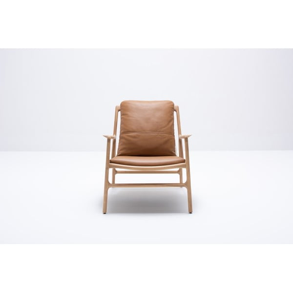 Poltrona in pelle di colore marrone-naturale Dedo - Gazzda-image-4