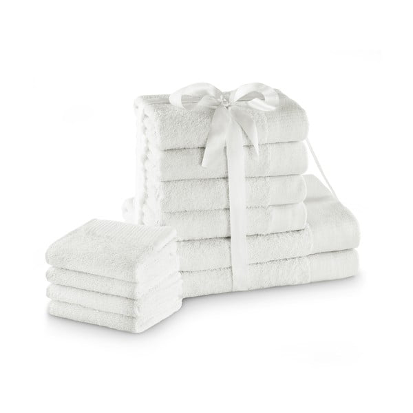 Asciugamani e teli bagno in spugna di cotone bianca in set da 10 pezzi Amari - AmeliaHome