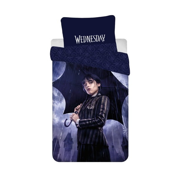 Set copripiumino e federa da bambini blu scuro in cotone per letto singolo 140x200 cm Wednesday "Rain" – Jerry Fabrics