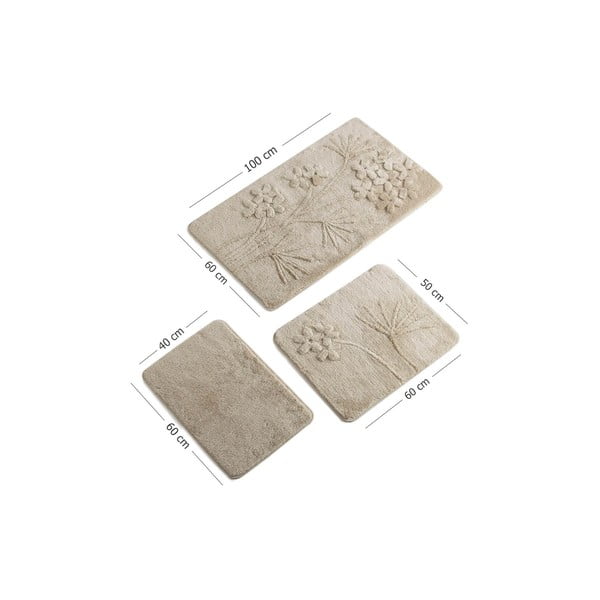 Set di 3 tappetini da bagno beige Orkide - Foutastic-image-3