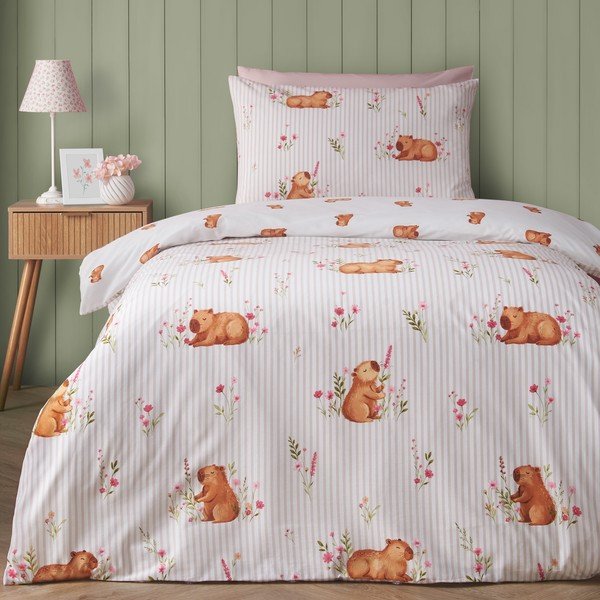 Set copripiumino e federa di colore naturale per letto singolo 135x200 cm Happy Capy(bara) – Catherine Lansfield