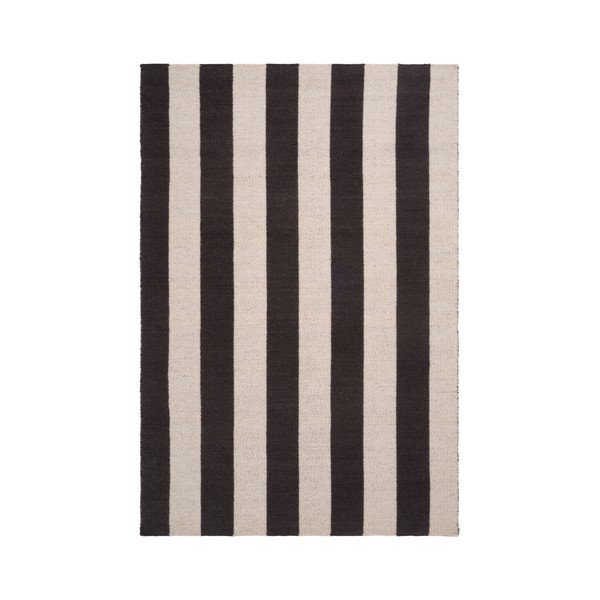 Passatoia bianca e nera in misto lana tessuta a mano 80x200 cm Sissel – Jotex