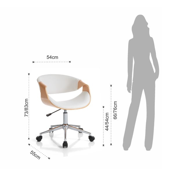 Sedia da ufficio bianca/di colore naturale in similpelle Visby – Tomasucci-image-4