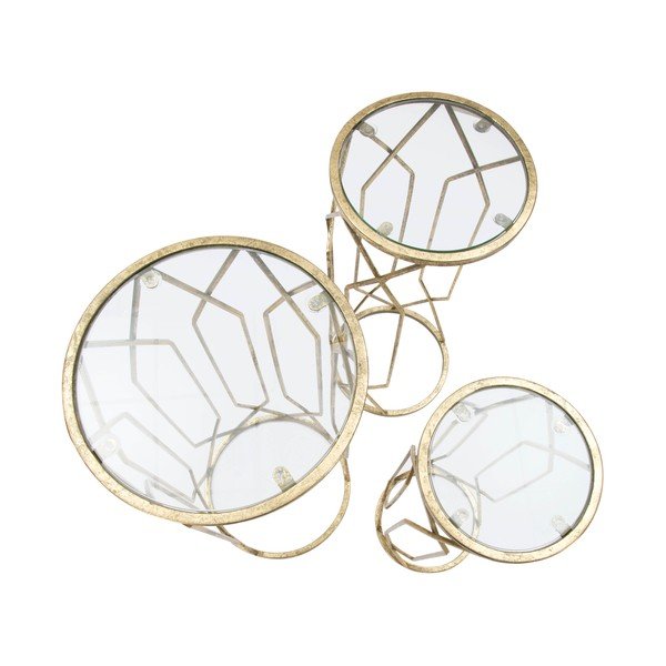 Set di 3 tavoli contenitori rotondi con piano in vetro ø 32 cm Tunisi - Mauro Ferretti-image-2