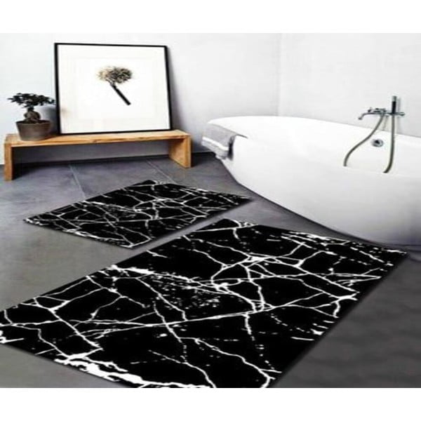 Set di 2 tappetini da bagno bianchi e neri Mila Home Marble - Minimalist Home World-image-1