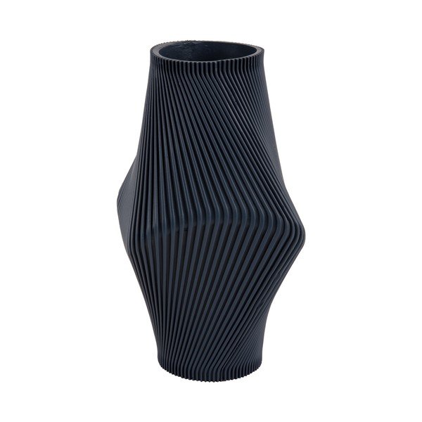 Vaso blu scuro in poliresina (altezza totale 30 cm) Twisted Rib – PT LIVING-image-3