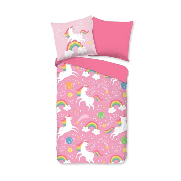 Set copripiumino e federa da bambini rosa in microfibra per letto singolo 140x200 cm – Good Morning