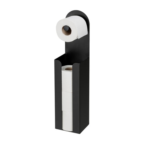 Porta carta igienica in acciaio nero autoportante Agira - Wenko-image-3