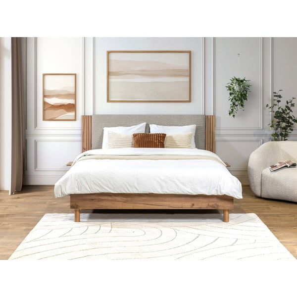 Letto matrimoniale in grigio chiaro con rete inclusa 140x190 cm Lior – Bobochic Paris-image-2