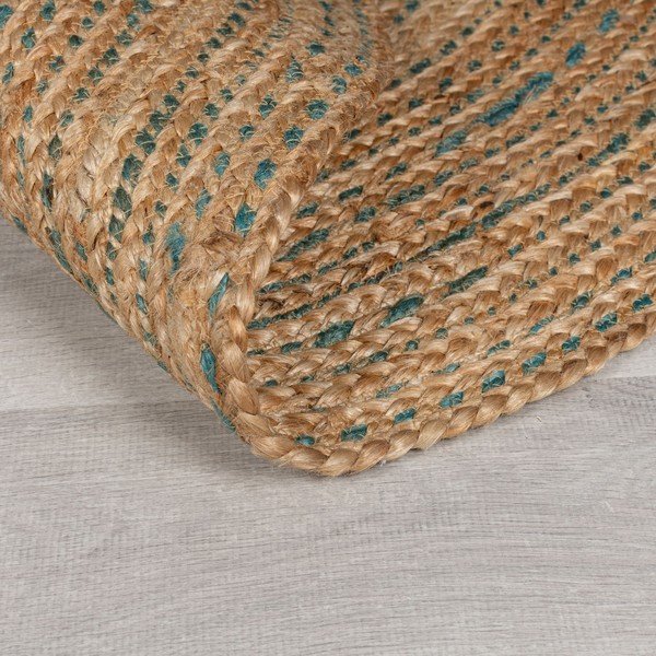 Tappeto rotondo blu/di colore naturale in iuta reversibile ø 133 cm Capri – Flair Rugs-image-3
