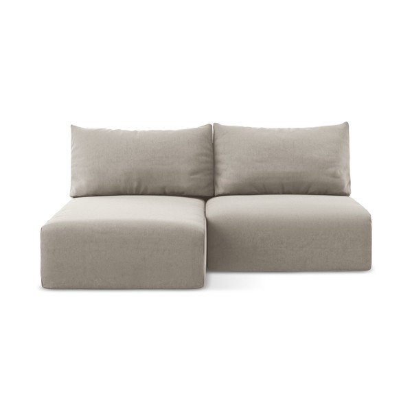 Divano angolare grigio tortora allungabile/con contenitore (con penisola a sinistra/con chaise lounge) con rivestimento in velluto Kalena – Makamii