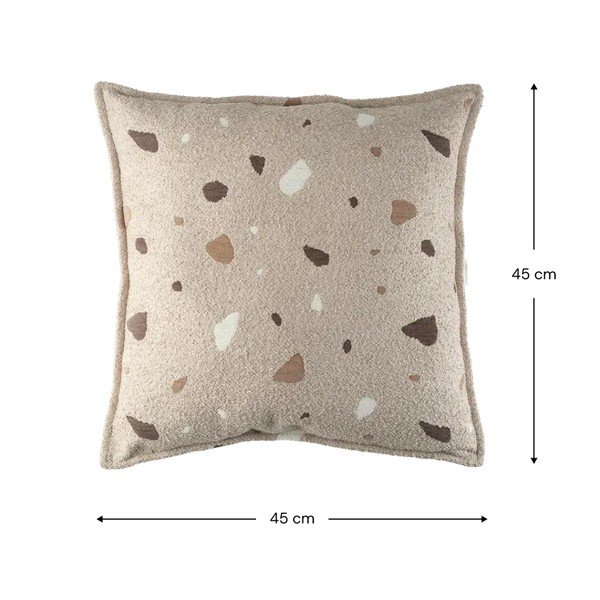 Cuscino per divano da bambini marrone chiaro con rivestimento in bouclé e ciniglia Terrazzo Block – Wigiwama-image-2