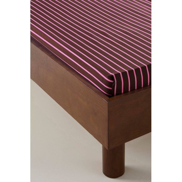 Lenzuolo con angoli rosa/marrone in cotone organico 90x200 cm Sima – Jotex-image-1