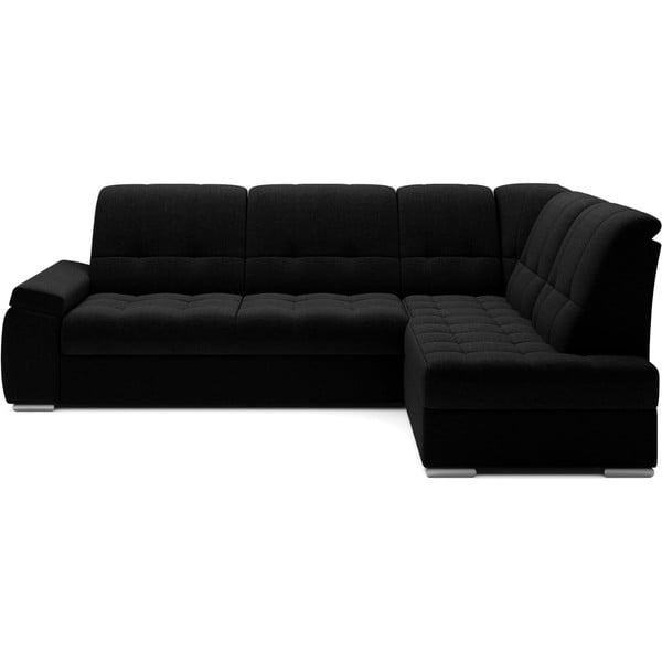 Divano angolare nero allungabile/con contenitore (con penisola a destra/a L) Sado – ELTAP
