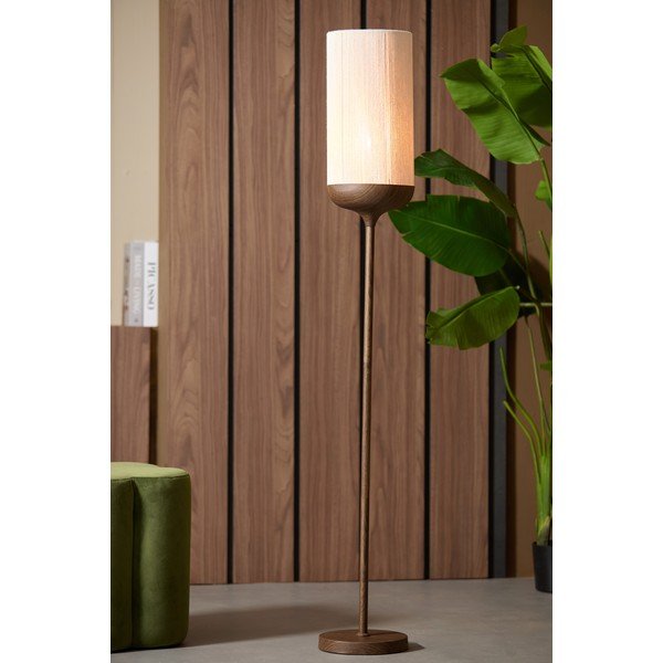 Lampada da terra marrone scuro con paralume in tessuto (altezza 159 cm) Dania - Light & Living-image-1