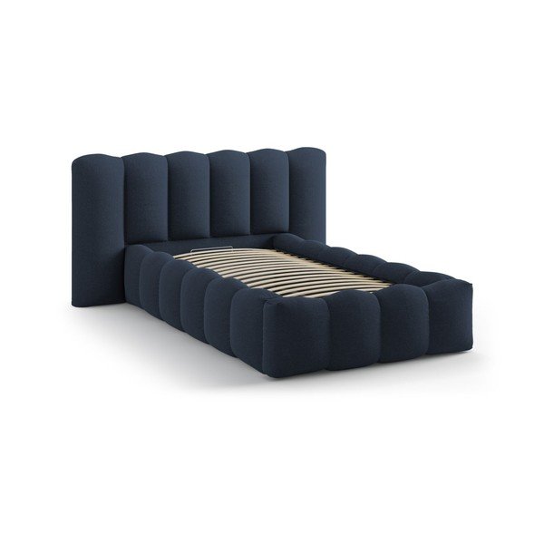 Letto singolo imbottito blu con contenitore con rete inclusa 90x200 cm Lupine – Micadoni -image-2