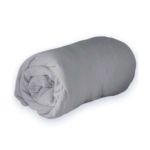 Lenzuolo elasticizzato in jersey grigio chiaro 90x190 cm Jersy - douceur d'intérieur-image-3