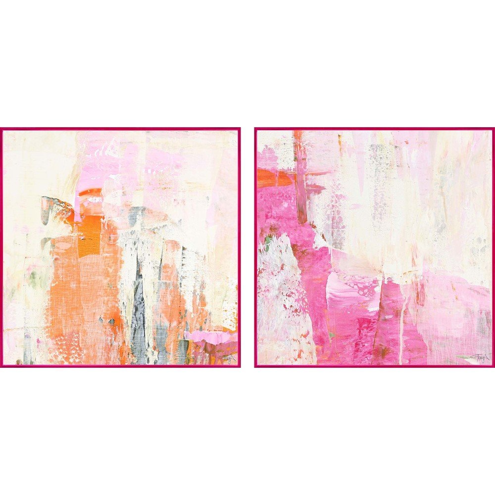 Set di dipinti stampati/con elementi dipinti a mano con cornice inclusa/dipinti su tela 2 pz 41,5x41,5 cm New Age Pink – Malerifabrikken | Quadri