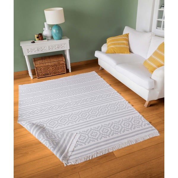 Tappeto in cotone grigio e bianco , 80 x 150 cm Duo - Oyo home-image-2